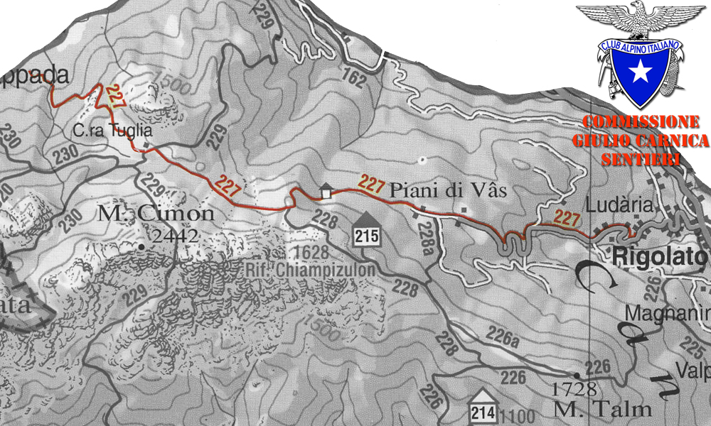 mappa sentiero cai 227 