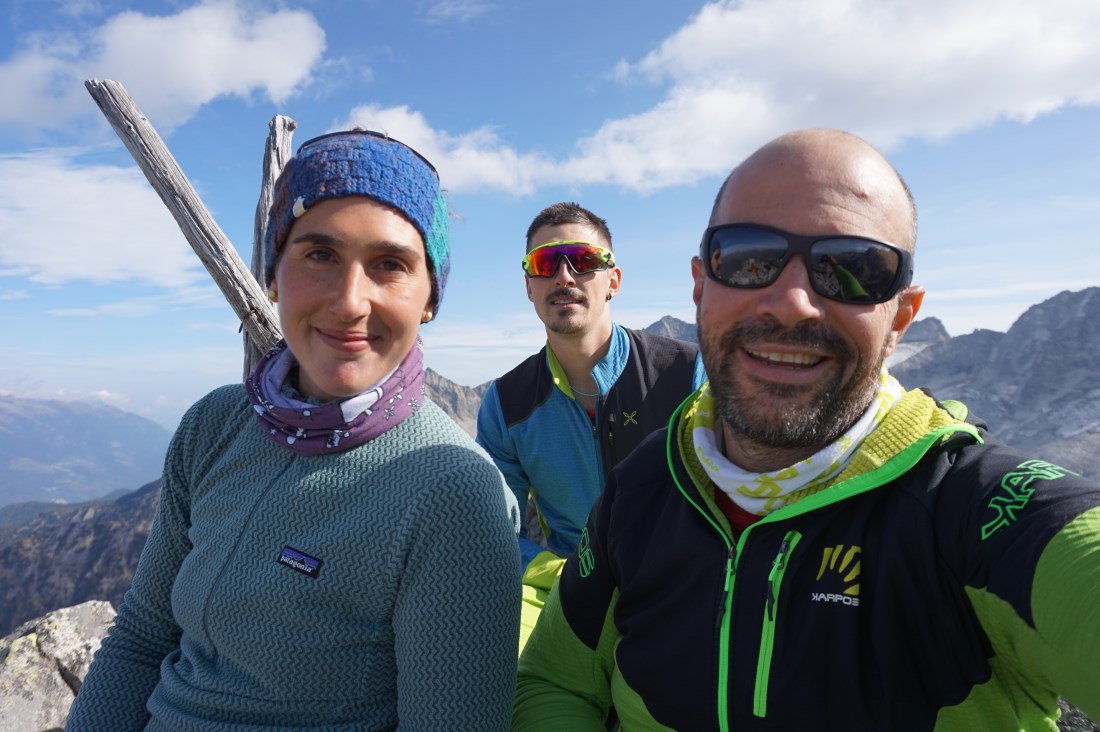 Cima Pozzi/Cresta Nord-Est - Selfie di vetta: Anita Cason, Ivan Facchinetti e Matteo Bertolotti